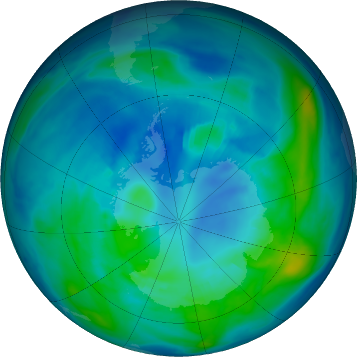 Antarctic ozone map for 19 April 2020